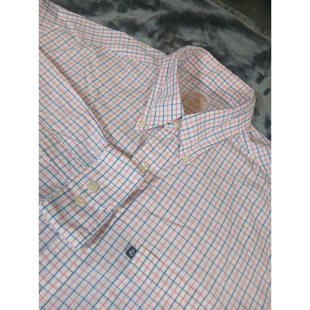 Brooks Brothers‎ 346 Button Down Shirt Mens LARGE Plaid Long Sleeve Logo